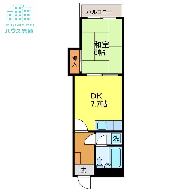 グランドハイツ勝山(1DK/5階)の間取り写真