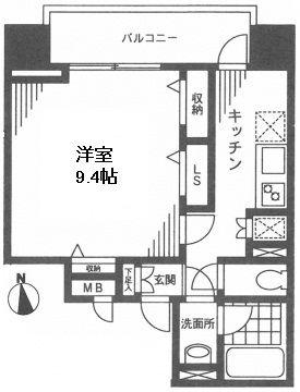 ファイブフォー白金(1K/4階)の間取り写真