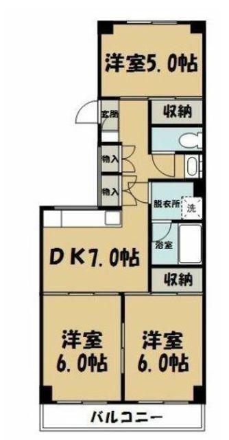 フォンテーヌ中野(3DK/1階)の間取り写真