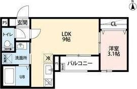 CRASTINE大杉(1LDK/3階)の間取り写真