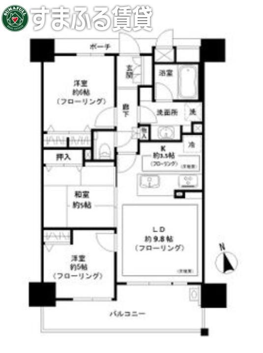 サンシティ岡崎駅前ザ・プレミアム(3LDK/6階)の間取り写真
