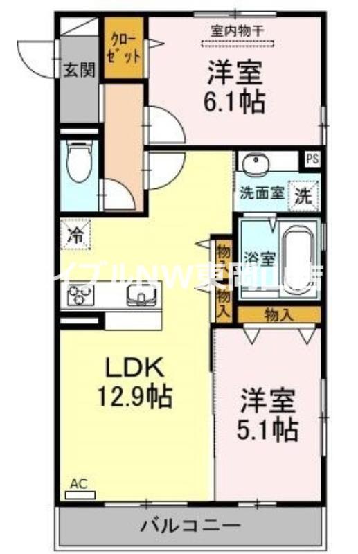 イル ヴィラージュ A棟(2LDK/3階)の間取り写真