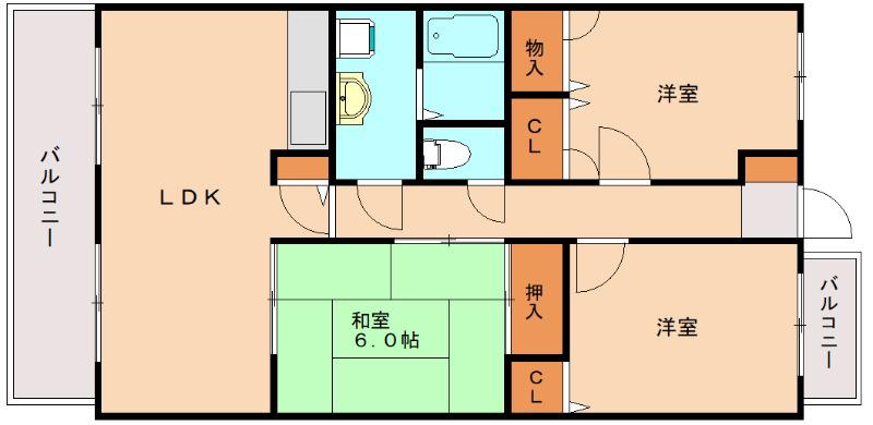 フルーヴ駅東(3LDK/2階)の間取り写真