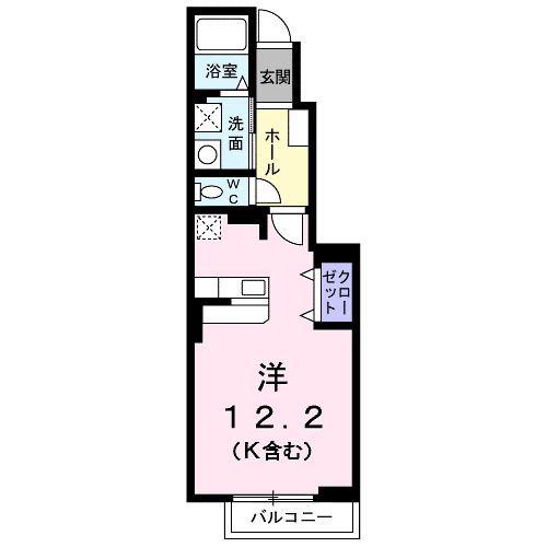 クラール(ワンルーム/1階)の間取り写真