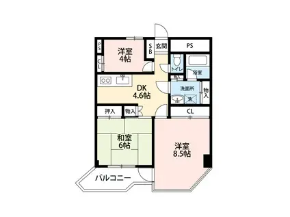 レジデンスセシモ(3DK/5階)の間取り写真