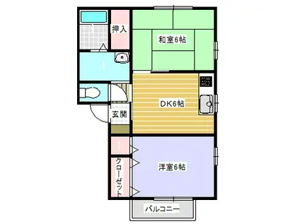 フォレスト宮川弐番館(2DK/2階)の間取り写真