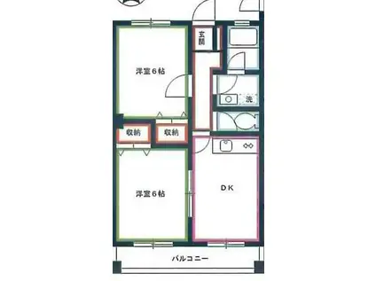 ＪＲ中央線 三鷹駅 徒歩20分 2階建 築24年(2DK/2階)の間取り写真