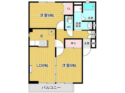 サンガーデンMS(2LDK/3階)の間取り写真