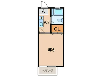 ハイツKASSAN(1K/2階)の間取り写真