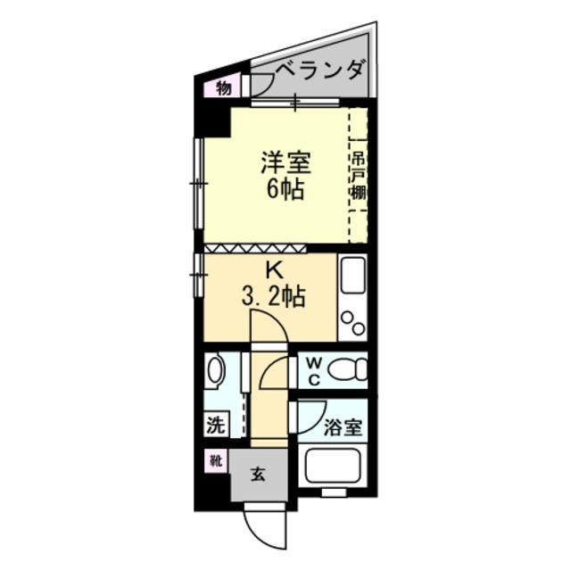 東春日ビル(1K/2階)の間取り写真