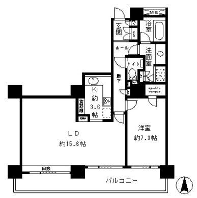 RIVER POINT TOWER(1LDK/19階)の間取り写真