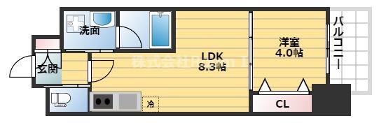 コンフォリア西天満(1LDK/8階)の間取り写真