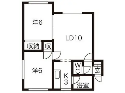 パープルマルコA(2LDK/2階)の間取り写真