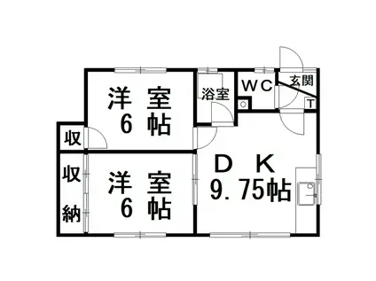 オリーブハウス2(2DK/2階)の間取り写真