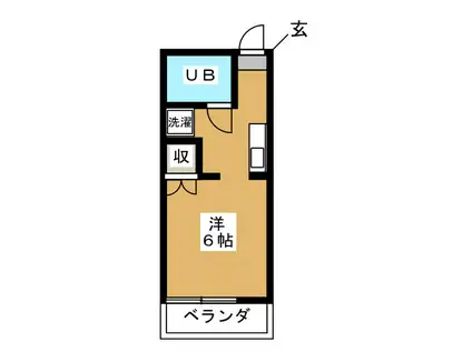 スカイハイツ朝比奈(ワンルーム/2階)の間取り写真