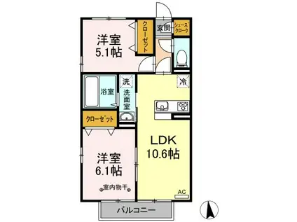 プルミエール(2LDK/2階)の間取り写真