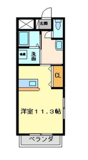 ルエ・デュ・パルク(1K/4階)の間取り写真