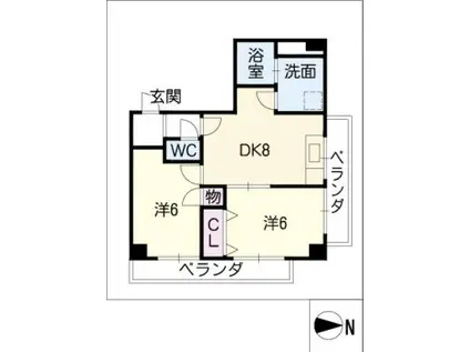 須原ビル(2DK/5階)の間取り写真