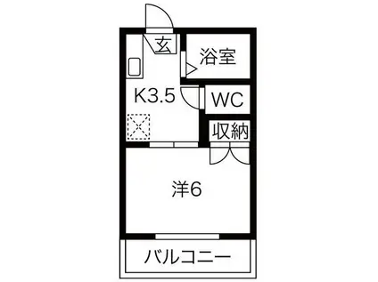 アルトハイデI(1K/2階)の間取り写真