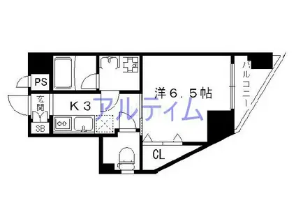 グラマシー京都(1K/2階)の間取り写真