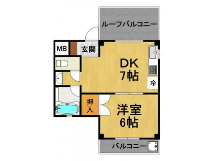 桜木マンション(1DK/4階)の間取り写真