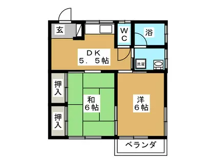ＪＲ横須賀線 東戸塚駅 徒歩19分 2階建 築40年(2DK/2階)の間取り写真