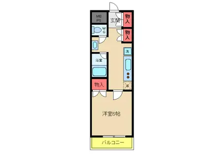 リレント谷塚II(1K/2階)の間取り写真