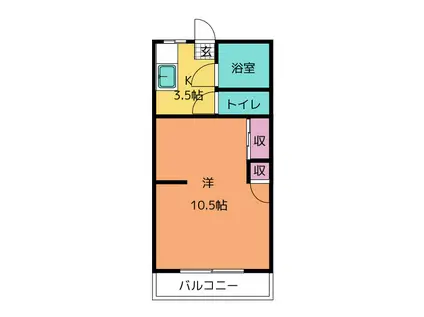筑波荘(1K/2階)の間取り写真