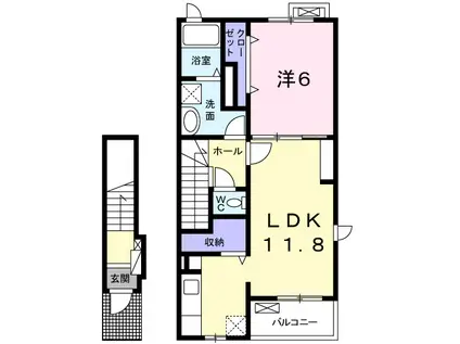ジュネス HAYAKAWA(1LDK/2階)の間取り写真