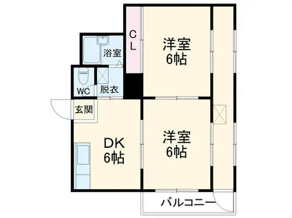 上野ハイツ2(2DK/2階)の間取り写真