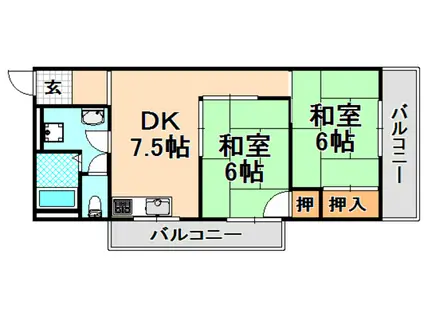 メゾンINAKO(2DK/2階)の間取り写真