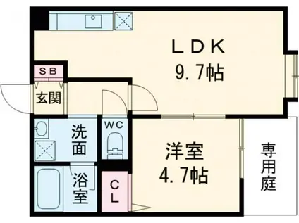 JOYFUL・HOUSE津田駅前(1LDK/1階)の間取り写真