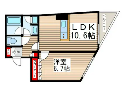ハピネス平井(1LDK/6階)の間取り写真