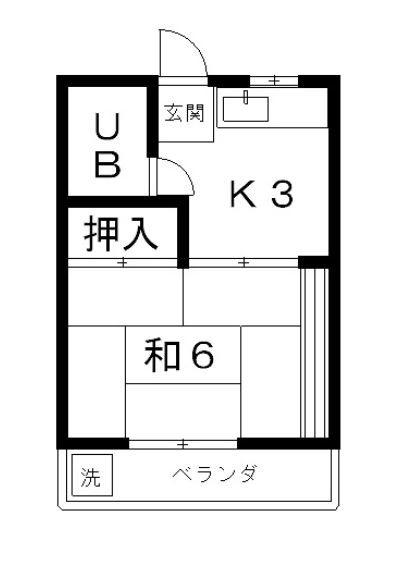 シャルム唐橋(1K/1階)の間取り写真
