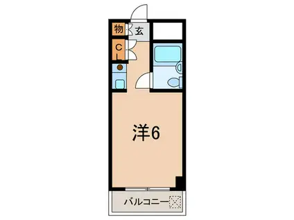 キューブ芦屋(ワンルーム/4階)の間取り写真