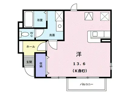 アルカンシェル庄内II(ワンルーム/1階)の間取り写真