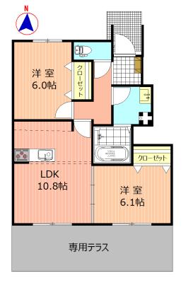 ティーゲル ヒュース(2LDK/1階)の間取り写真