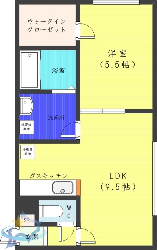 ステージノア東札幌(1LDK/4階)の間取り写真