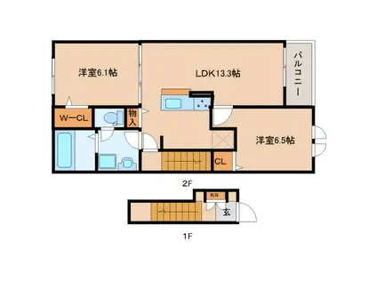 メゾン ラフィーネII(2LDK/2階)の間取り写真