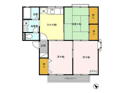 ロイヤルストークA(3DK/2階)の間取り写真