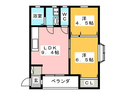 増尾コーポ(2LDK/1階)の間取り写真