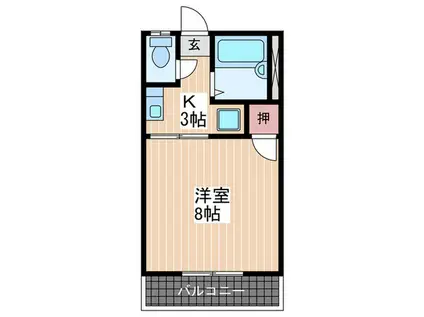 加茂ハイツ(1K/1階)の間取り写真