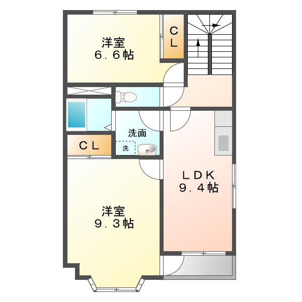 ポラリス(2LDK/2階)の間取り写真