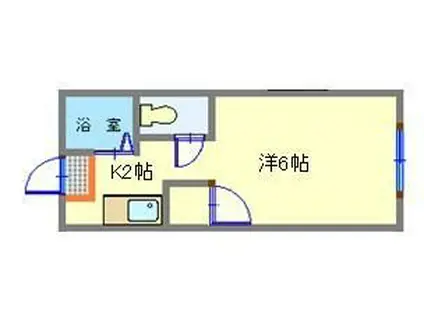 ビューパレス河原町(1K/2階)の間取り写真