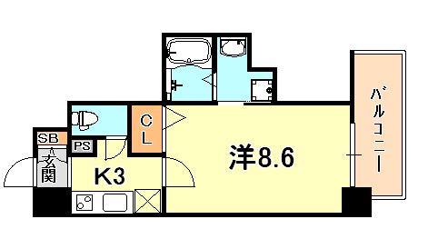カシータ神戸元町JP(1K/4階)の間取り写真