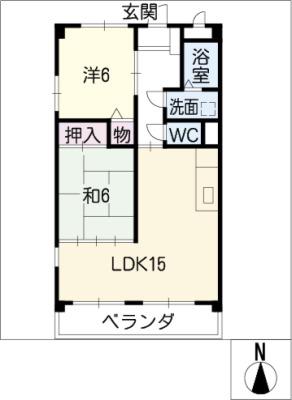 LIMPIA高峯(2LDK/2階)の間取り写真