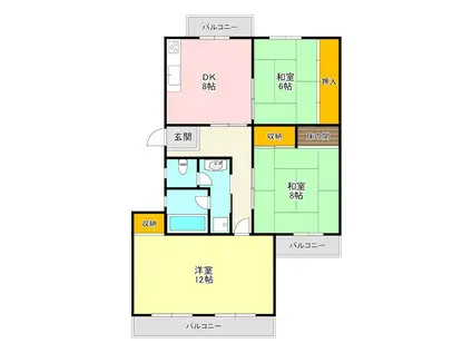 槇塚台C1号棟(3DK/5階)の間取り写真