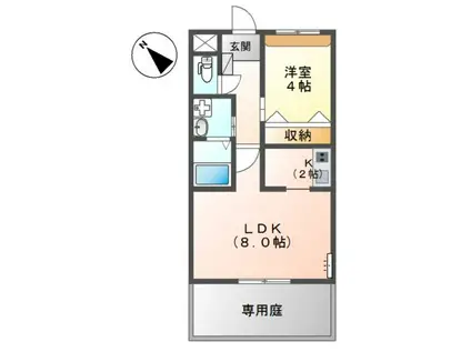 Kメゾン(1LDK/1階)の間取り写真