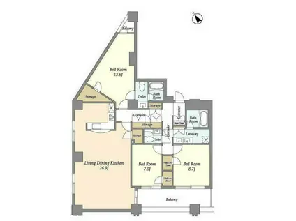 ラサンテ池田山(3LDK/18階)の間取り写真