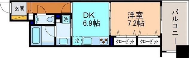 THE COURT 香林坊(1DK/8階)の間取り写真